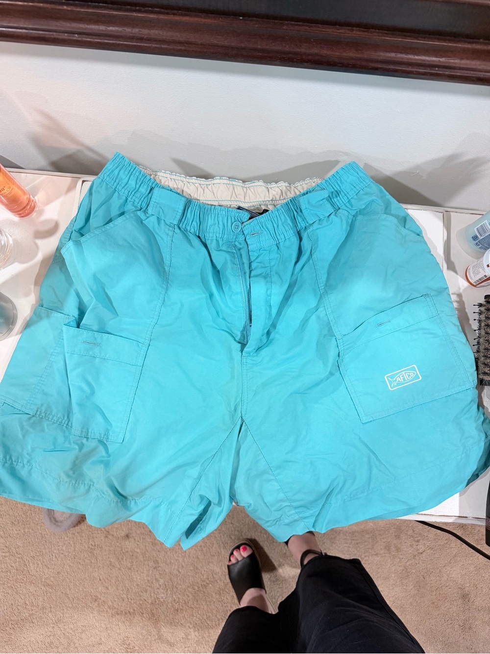 AFTCO Turquoise Cargo Shorts - Men's Quick-Dry Pocketed Design